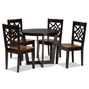 Baxton Studio Brava Modern and Contemporary Two-Tone Dark Brown and Walnut Brown Finished Wood 5-Piece Dining Set